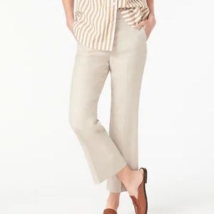 J. Crew Hayden Kick Out Crop Linen Tan Trouser Pants